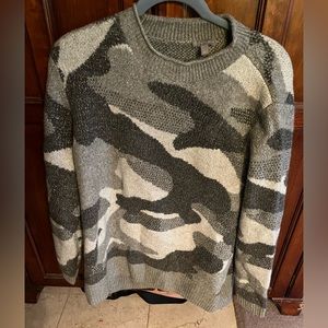 T Talbots- Camo sweater, size L. Never worn.